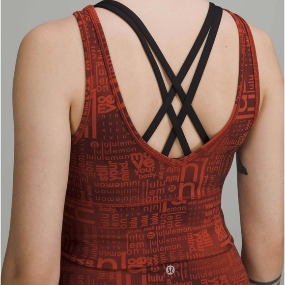 Lululemon Power Pivot Everlux Crop Tank Motif Orange Size 4 - Picture 6 of 6